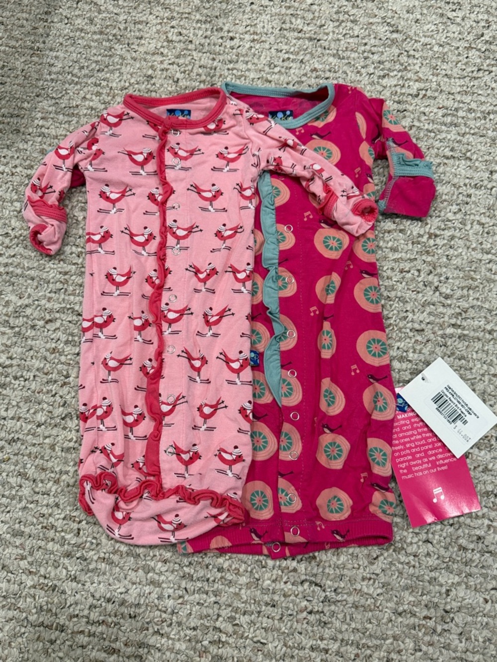 NWT 2 Kickee Pants Preemie/NB Baby Girl Sleeper Bundle - 2 Sleep Gowns